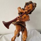 Beautiful Vintage Mid Century Angel Wall Sculpture Polychrome French thumbnail 12