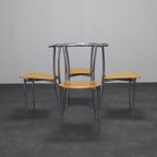 4x Postmoderne Eetkamerstoel Chrome & Plywood Segis, 90s thumbnail 7