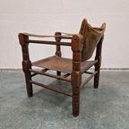 Vintage Safari Stoel Jaren 70 Fauteuil Leren Stoel thumbnail 6