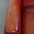 Geweldige Fauteuil/ Armchair Gemaakt Van Schapenleer In Een Unieke Rood/ Bruine Kleur thumbnail 7
