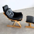 Vintage Fauteuil Met Hocker | Easy Chair | Jaren 70 | Zweeds thumbnail 3