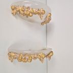 2 Vintage Wandlamp Murano Glas Bowl Goud Hout Regency '70 thumbnail 21