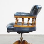 Fijne, Blauwe Rundlederen Chesterfield Bureaustoel Met Mooie Details thumbnail 6