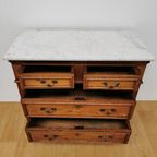 Vintage Frans Dressoir Commode, Ladekast Badkamermeubel Met Marmer Blad 207 thumbnail 7