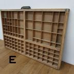 Brocante, Bruine Antieke Houten Letterbak, Wanddecoratie E thumbnail 6
