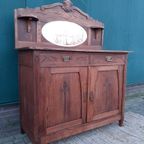 Antieke Massief Eiken Kastje Houten Commode Buffetkast thumbnail 21