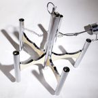 Midcentury Design 5 Arm Gaetano Sciolari Ceiling Lamp Chandelier Chrome thumbnail 16