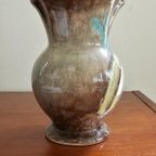 Vintage Strehla Germany Vaasje Vaas Bruin Blauw Geel  | Kerst thumbnail 11