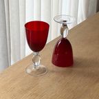 Set Of 4 Vintage Ruby Red Wine Glasses thumbnail 2