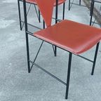 Set Van 4 Vintage Postmodern Leren Eetkamerstoelen thumbnail 7