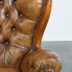 Charmante Antieke Barokke Schapenleren Chesterfield Fauteuil Met Een Mooi Patina thumbnail 15