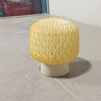 Vintage Glazen Plafondlamp, Wit En Geel thumbnail 7
