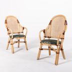 Set Of 2 Vintage 1970’s Rattan-bamboo Indoor/outdoor Chairs With Table thumbnail 3