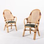 Set Of 2 Vintage 1970’S Rattan-Bamboo Indoor/Outdoor Chairs With Table thumbnail 3