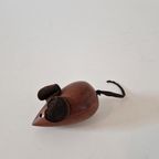Vintage Houten Muis Teakhout Beeldje thumbnail 2