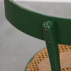 Leuke Groene Sierlijke Vintage Bistro Stoel Met Een Gematte Rieten Zitting thumbnail 10
