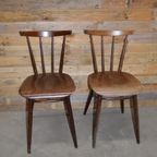 Retro Houten Stoelen Met Spijlen Set Van 2 thumbnail 4