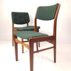 2 Vintage Teak Houten Stoelen Groen Gestoffeerd De Ploeg thumbnail 5