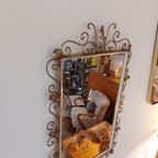 Vintage Rechthoekig Deknudt Spiegel Wandspiegel Messing thumbnail 18