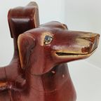 Zeldzame Antieke Houten Tafel Met Hondenkoppen En Bloemenschildering thumbnail 10
