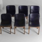 Mid-century Set Van 6 Lederen Eetkamerstoelen Door Arfa & Tobia Scarpa, 1970 thumbnail 4