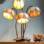 Antieke Art Nouveau Tiffany Lamp Waterlelie In Brons thumbnail 3