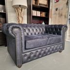 Brighton 2-zits Classic Chesterfield Bank – Blauw, Soft Leer thumbnail 3