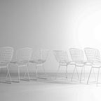 Vintage Mid-Century Set Van 7 Witte Harry Bertoia Eetkamerstoelen thumbnail 4