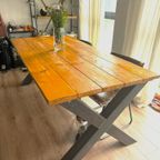 6-Pers Eettafel Hout En Staal 2X1X0.8M thumbnail 3