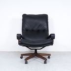 Strässle Zwart Leren King Chair, 1960S thumbnail 5