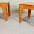 Set Van 2 Vintage Design Houten Bijzettafels Nachtkastjes thumbnail 10