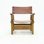 Brutalist Armchair In Pine And Cognac Leather 1960S thumbnail 8