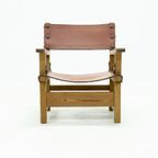 Brutalist Armchair In Pine And Cognac Leather 1960S thumbnail 8