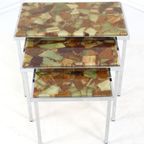 Hollywood Regency Set Van 3 Nesting Tables Vintage Epoxy thumbnail 14