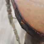 Unieke Handgemaakte Kruk Met Leren Top Upcycled Uit Afrika / Afrikaanse Stoel , Kruk thumbnail 11