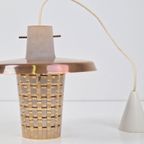 Vintage Glazen Hanglamp Koper Glas Mid Century ‘60 Denmark thumbnail 8