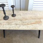 Prachtige Retro Vintage Midcentury Travertin Salontafel thumbnail 5