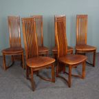 Set Van 6 Schapenleren Eetkamerstoelen In Art Nouveau Stijl thumbnail 3