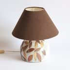 Studio Ceramic Table Lamp With Leaves, France 1960S thumbnail 14