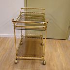 Vintage Serveerwagen Barcart Drankenwagen Trolley Messing thumbnail 10