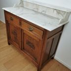 Vintage Antiek Dressoir Commode Ladekast Badkamerkastje Met Marmer Blad 101 thumbnail 10