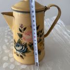 Vintage Haïti Grote Sier Theepot Met Beide Kanten Rozen Dessin thumbnail 7