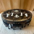 Chinese Salontafel Met Houtsnijwerk Incl 6 Krukjes thumbnail 3