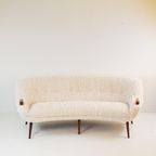 Vintage Bank Teak Hout Teddy Stof Nieuw | Uniek Organisch thumbnail 10