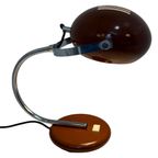 Herda - Space Age Table Lamp - Brown Base And Shade, Chromed Upright (rare Model) thumbnail 3
