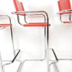 4 Krukken Rood Tuig Leer | Chroom | Marcel Breuer thumbnail 7