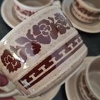 Vintage Kop En Schotel Bruin Bloemen 5X thumbnail 6