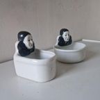 2 Vintage Porseleinen Pierrot Bakjes thumbnail 3