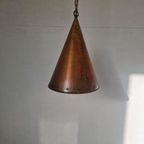 E.s. Horn Aalestrup Koperen Gehamerde Cone Lamp. Vintage thumbnail 8