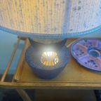 Brutalist Keramiek Tafellamp / Lamp / Vloerlamp / Zware Blauwe Jaren 60-70 Grove Klei Dubbele Lam thumbnail 4